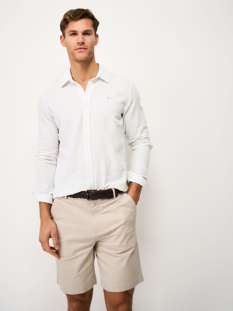 Crew Clothing White Long-Sleeve Linen Shirt - Image 1 of 5 Crew Clothing White Long-Sleeve Linen Shirt - Image 1 of 5