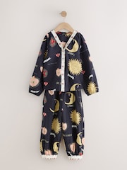 Never Fully Dressed Black Mystic Viscose Nylon Button Through Pyjamas - Image 1 of 4