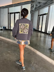 Never Fully Dressed Charcoal Grey Embroidered Print Crew Neck Sweatshirt - Image 2 of 5