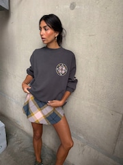Never Fully Dressed Charcoal Grey Embroidered Print Crew Neck Sweatshirt - Image 3 of 5