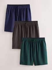 Brown/ Blue/ Green Soft Touch Shorts 3 Pack - Image 1 of 13
