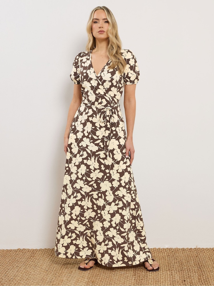 Long Tall Sally Brown Wrap Maxi Dress - Image 1 of 5 Long Tall Sally Brown Wrap Maxi Dress - Image 1 of 5