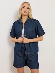 Long Tall Sally Blue Denim Short Sleeve Shirt - Image 2 of 6