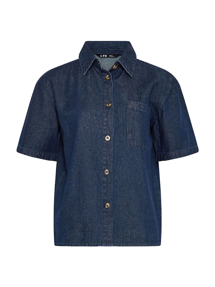 Long Tall Sally Blue Denim Short Sleeve Shirt - Image 6 of 6