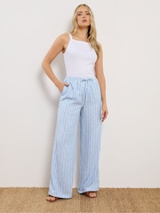Long Tall Sally Blue Stripe Wide Leg Trousers - Image 1 of 5