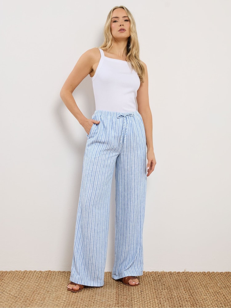 Long Tall Sally Blue Stripe Wide Leg Trousers - Image 1 of 5