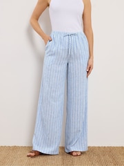 Long Tall Sally Blue Stripe Wide Leg Trousers - Image 2 of 5