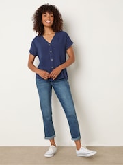 M&Co Blue Button Front Shirt - Image 2 of 4