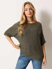 M&Co Brown Short Sleeve Tape Knit Jumper - Image 1 of 5