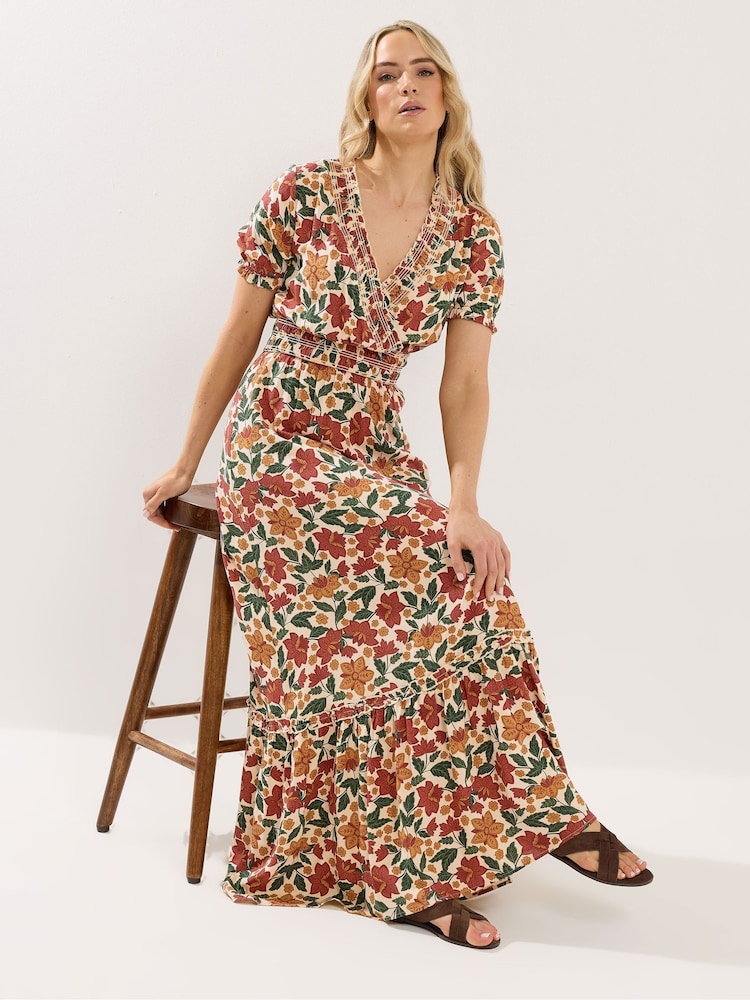 Long Tall Sally Orange Shirred Maxi Dress - Image 2 of 5