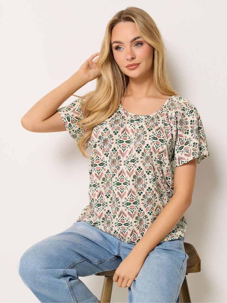 M&Co Cream Cotton Scoop Neck Top - Image 1 of 5