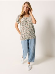 M&Co Cream Cotton Scoop Neck Top - Image 2 of 5