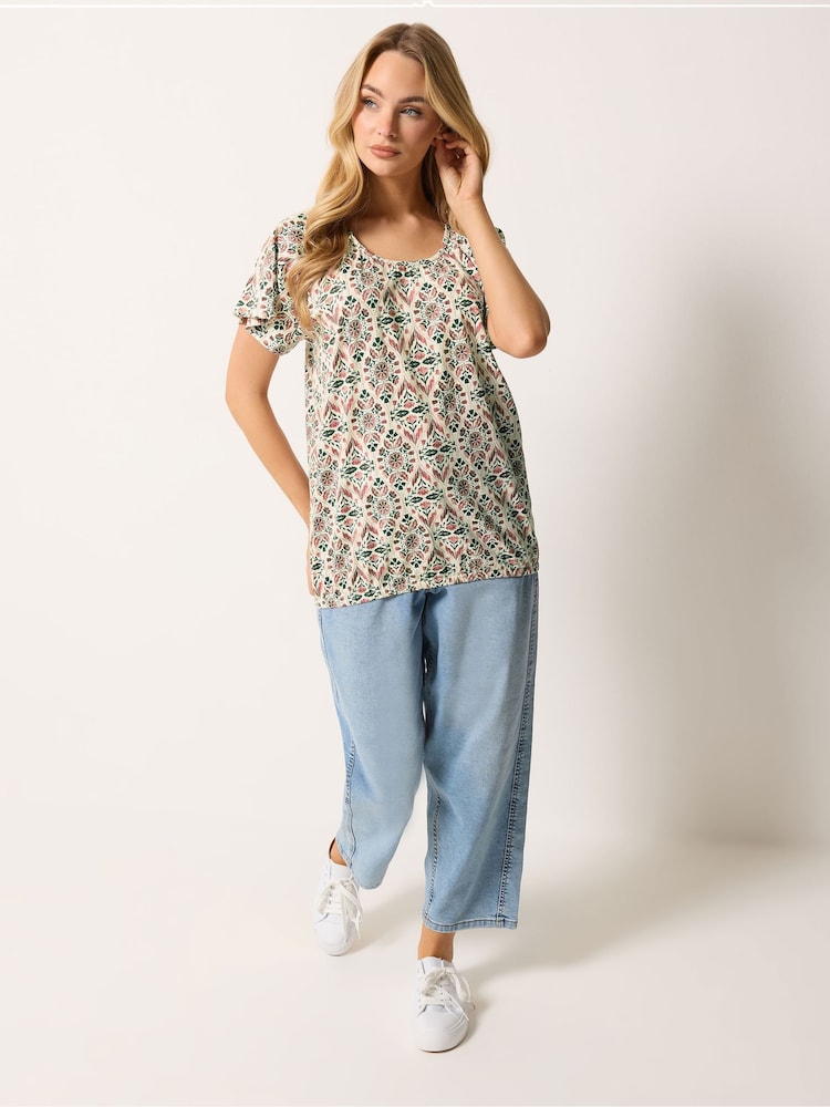 M&Co Cream Cotton Scoop Neck Top - Image 2 of 5