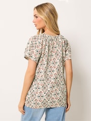 M&Co Cream Cotton Scoop Neck Top - Image 3 of 5