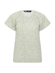 M&Co Green Petite Floral Cotton Scoop Neck Top - Image 5 of 5