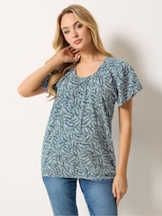 M&Co Blue Cotton Scoop Neck Top - Image 1 of 5