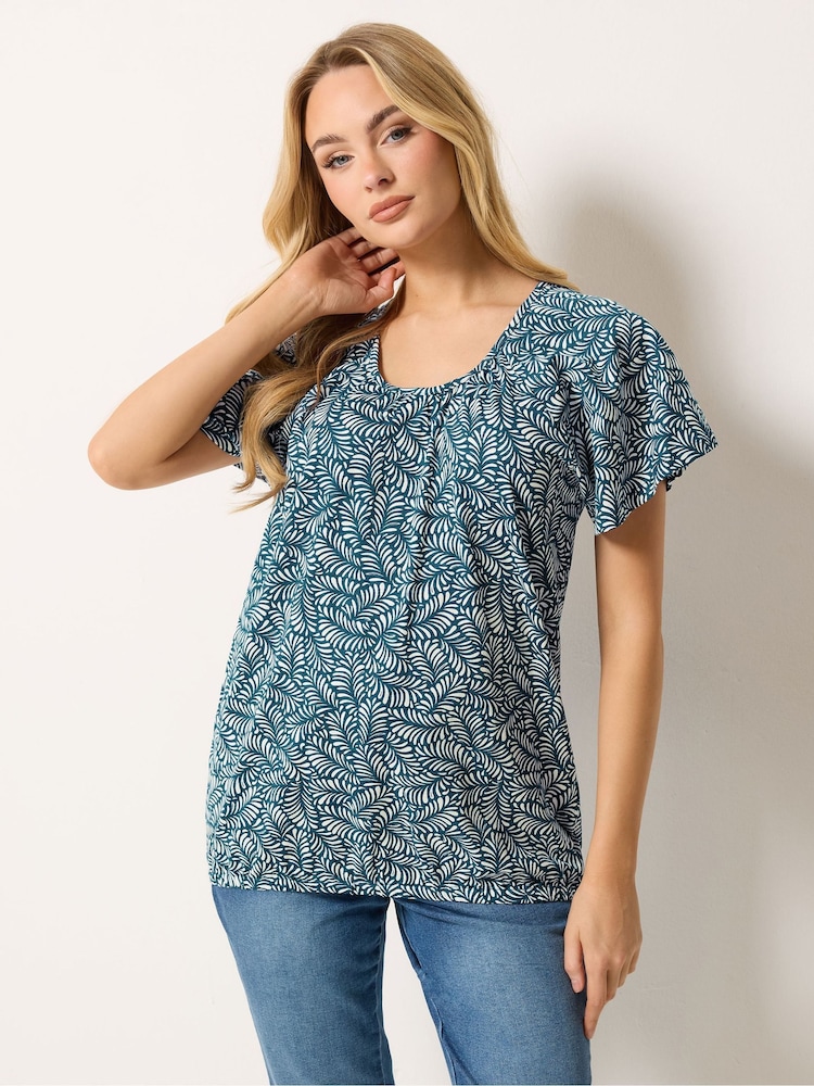 M&Co Blue Cotton Scoop Neck Top - Image 1 of 5