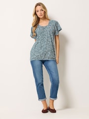 M&Co Blue Cotton Scoop Neck Top - Image 2 of 5