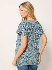 M&Co Blue Cotton Scoop Neck Top - Image 3 of 5