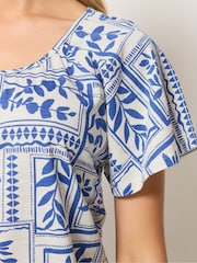 M&Co White Abstract Print Cotton Scoop Neck Top - Image 4 of 5