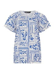 M&Co White Abstract Print Cotton Scoop Neck Top - Image 5 of 5