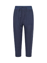 M&Co Navy Blue Petite Linen Blend Cropped Trousers - Image 2 of 2