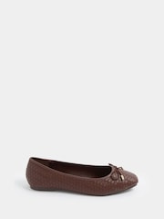 Long Tall Sally Brown Woven Ballerina Pumps - Image 1 of 4