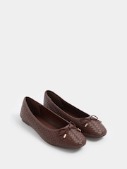 Long Tall Sally Brown Woven Ballerina Pumps - Image 2 of 4