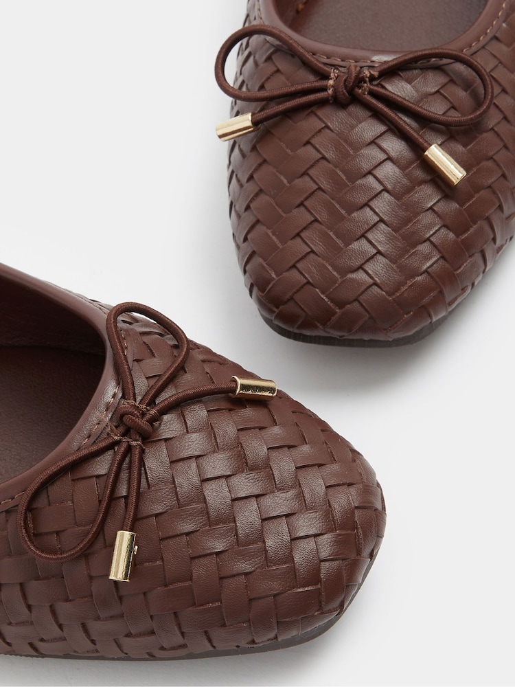 Long Tall Sally Brown Woven Ballerina Pumps - Image 4 of 4 Long Tall Sally Brown Woven Ballerina Pumps - Image 4 of 4