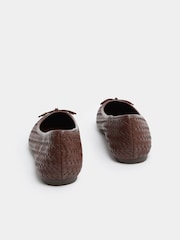 Long Tall Sally Brown Woven Ballerina Pumps - Image 5 of 6