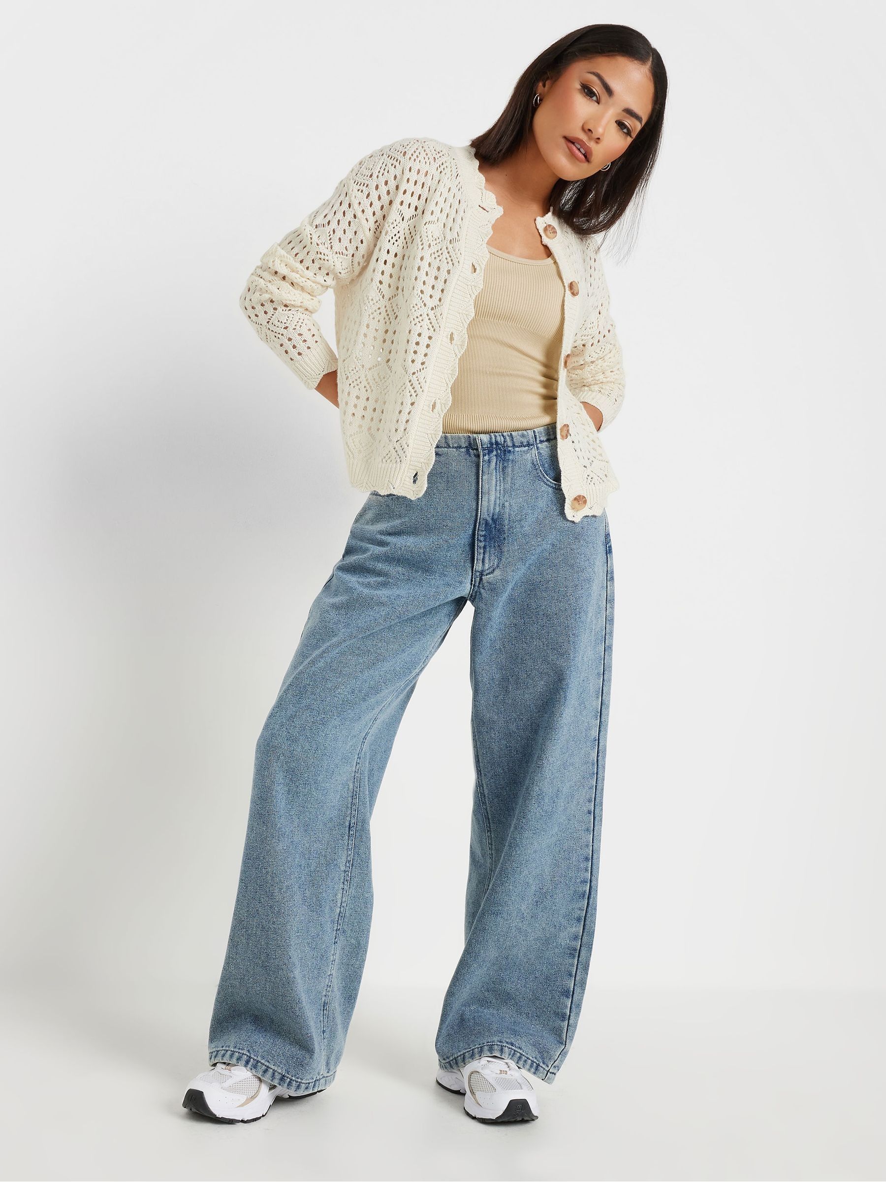 Buy PixieGirl Petite Cream Crochet Button Cardigan from Next USA