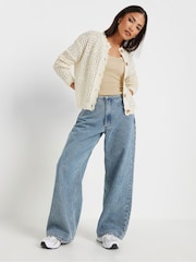 PixieGirl Petite Cream Crochet Button Cardigan - Image 1 of 3