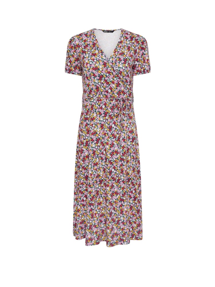 M&Co Purple Petite Floral Midi Wrap Dress - Image 5 of 5