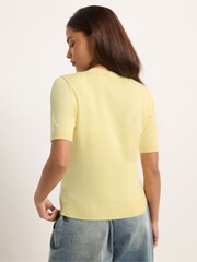 PixieGirl Petite Yellow Argyle Short Sleeve Cardigan - Image 3 of 5