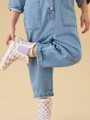 Warm Waterproof Fur-Lined Ankle Wellie Purple Boots Check Print - Image 2 of 6