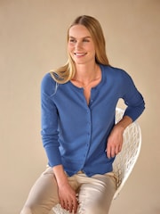 Pure Collection Cashmere Crew Neck Long Sleeve Cardigan - Image 1 of 3