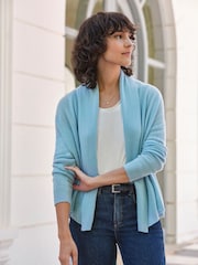 Pure Collection Blue Cashmere Edge To Edge Cardigan - Image 1 of 3