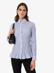Amy Lynn Blue Olivia Smocked Cotton Shirt - Image 10 of 11