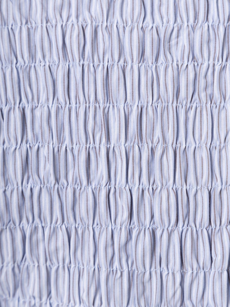 Amy Lynn Blue Olivia Smocked Cotton Shirt - Image 11 of 11