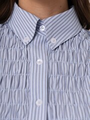 Amy Lynn Blue Olivia Smocked Cotton Shirt - Image 5 of 11