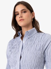 Amy Lynn Blue Olivia Smocked Cotton Shirt - Image 9 of 11