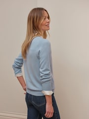 Pure Collection Blue Cashmere Crew Neck Jumper - Image 2 of 3