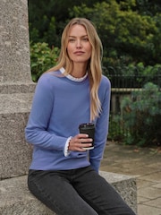 Pure Collection Bluebell Cashmere Crew Neck Jumper - Image 1 of 3