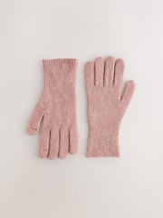 Pink Ribbed Gloves - Image 1 of 3