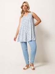 Yours Curve Blue Pleated Front Vest Top - Image 2 of 5