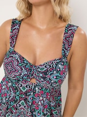 Yours Curve Black Aztec Tab Front Swimdress - Image 4 of 5