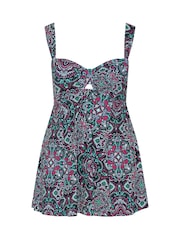 Yours Curve Black Aztec Tab Front Swimdress - Image 5 of 5