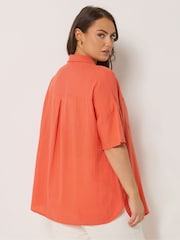 Yours Curve Orange Short Sleeve Shirt - Image 3 of 5
