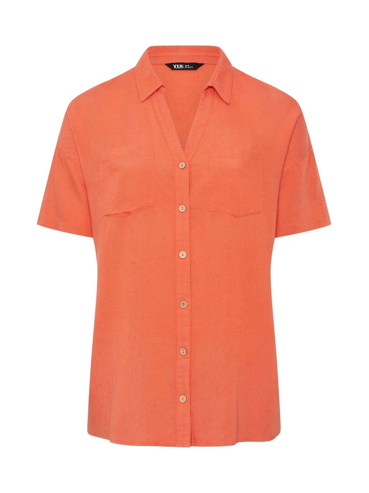 Yours Curve Orange Short Sleeve Shirt - Image 5 of 5