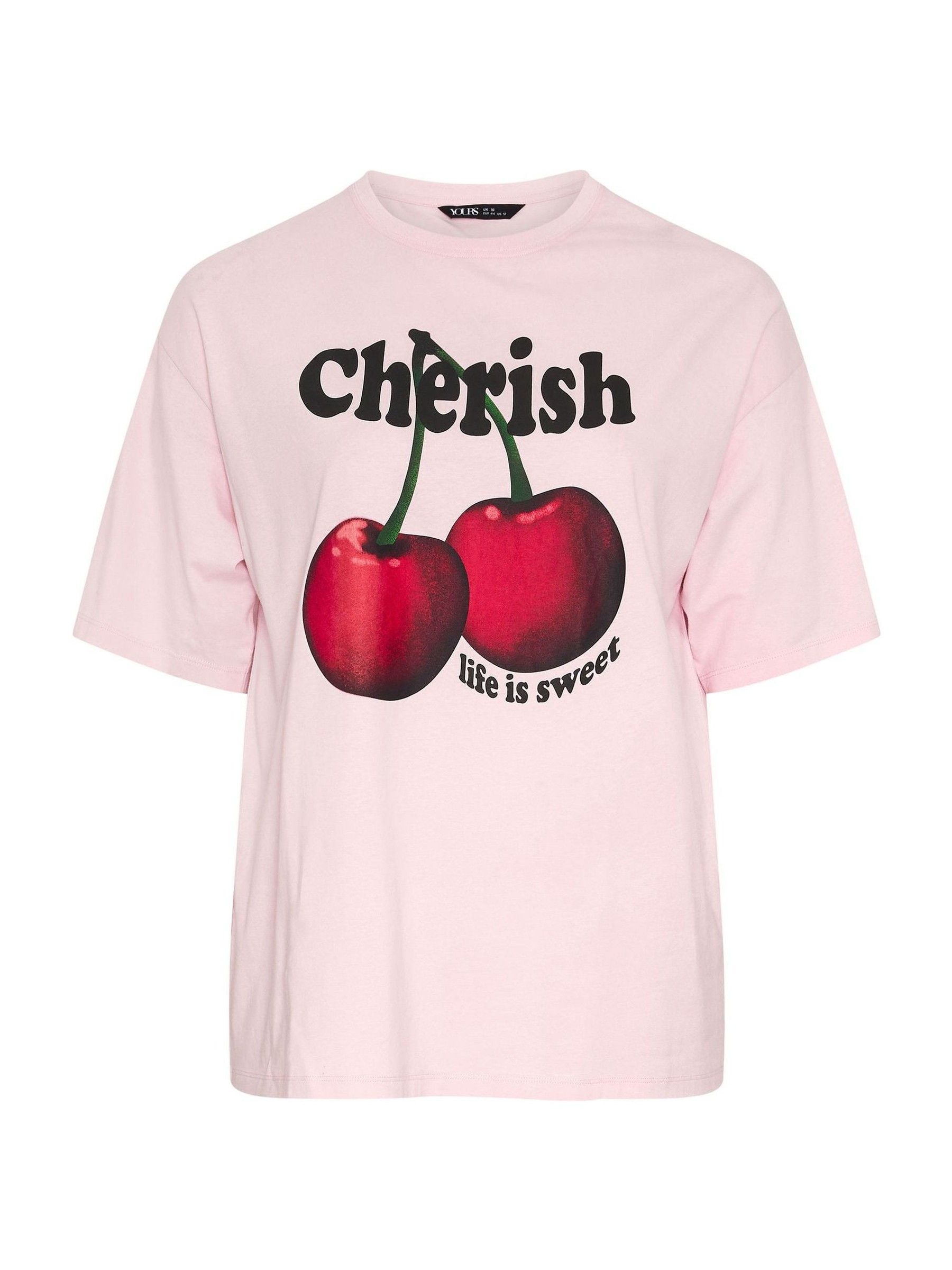 Buy Yours Curve Pink Cherish' Cherry Slogan T-Shirt from Next USA